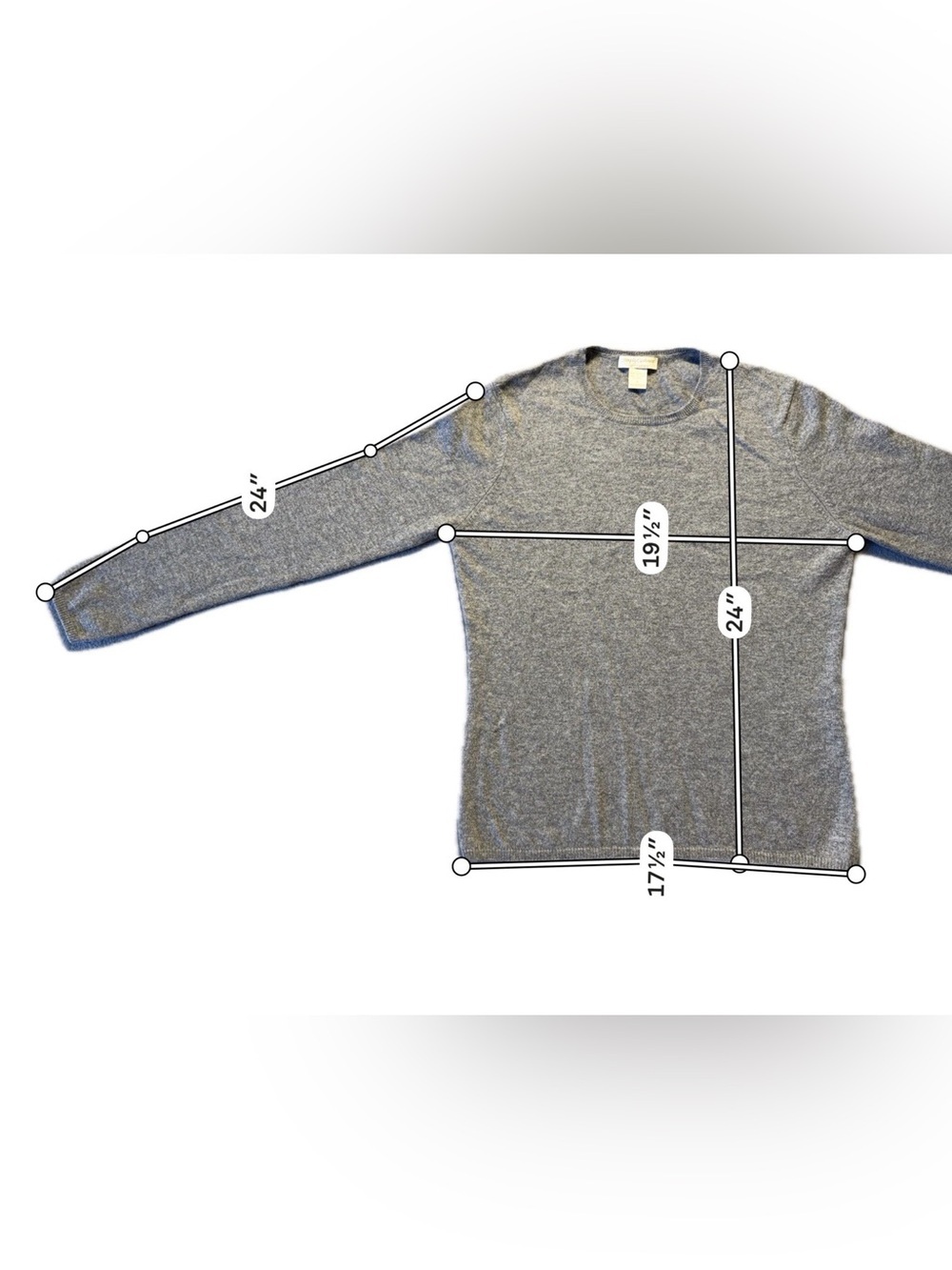 Simply Cashmere Women’s 100% Cashmere Sweater Large Gray Crewneck Knit Pullover - Picture 3 of 5